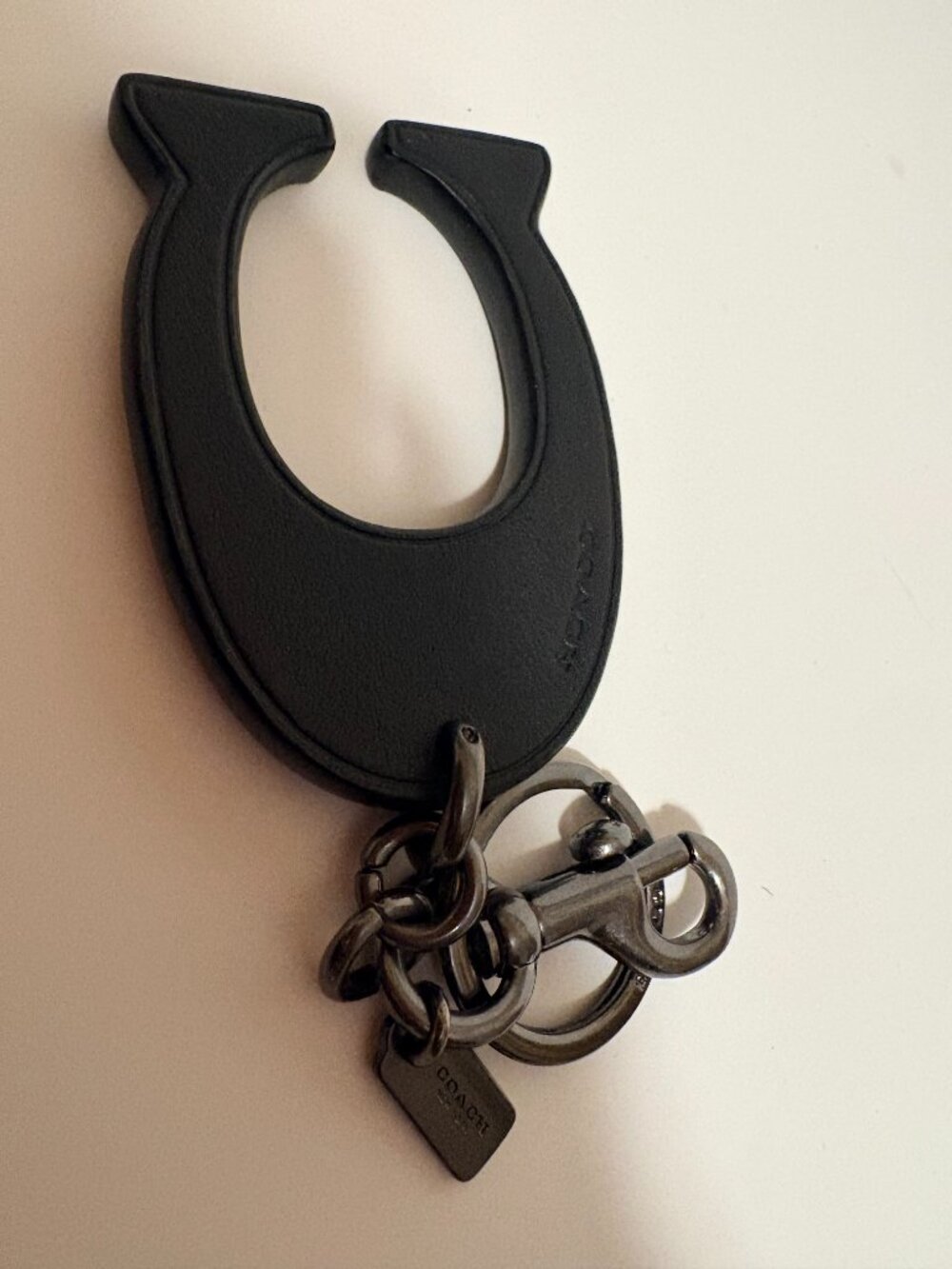 Coach Black Horsebit C Charm Keychain with Gunmetal Hardware - Picture 4 of 5